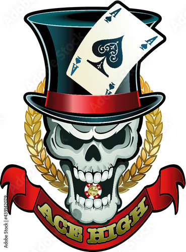 skull with top hat and ace of spades
