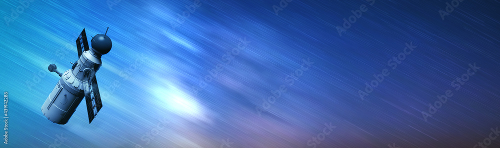 global satellite system. Communication satellite on futuristic space background global satellite system. Communication satellite on futuristic space background