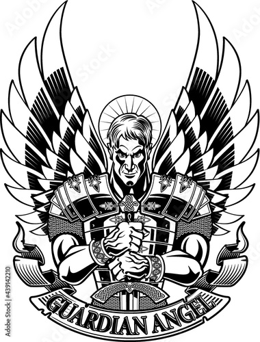 guardian angel in armor holding sword