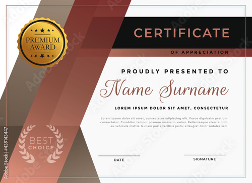 stylish modern elegant certificate of achievement award template design vector illustration