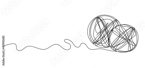 Knitting Day. A continuous line. Vector illustration drawn with a single line.