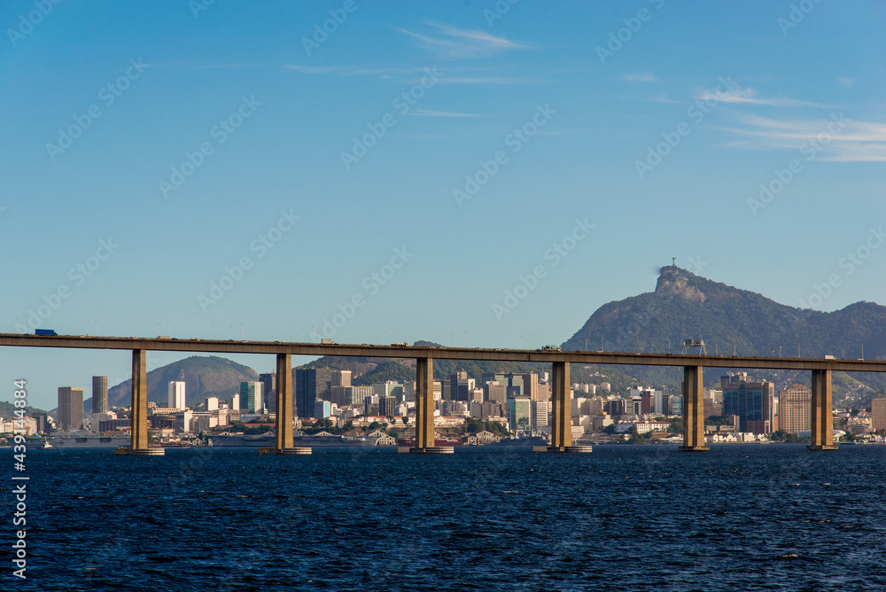 Rio - Niteroi Bridge Crossing Guanabara Bay and Rio de Janeiro City Behind With the Corcovado Mountain Rio - Niteroi Bridge Crossing Guanabara Bay and Rio de Janeiro City Behind With the Corcovado Mountain