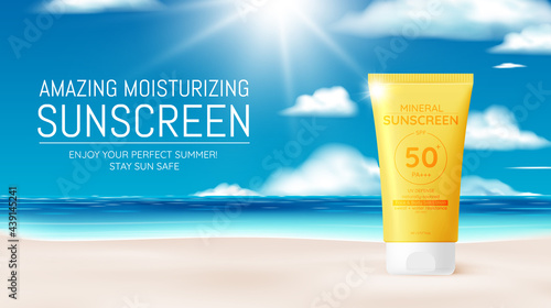 Protection cosmetic products design,sunscreen and sunbath