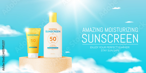 Protection cosmetic products design,sunscreen and sunbath