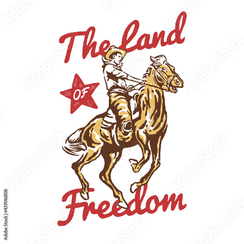 Cowboy riding horse illustration