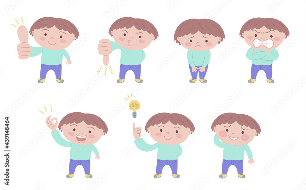 いろんな表情の男の子 全身 セット Set, Boy, Shy, Embarrassing, Hesitation, Ok sign, Thumbs up, Thumbs down, Booing, Sorry, Sad, Apology, Angry, Inspiration, Idea いろんな表情の男の子 全身 セット Set, Boy, Shy, Embarrassing, Hesitation, Ok sign, Thumbs up, Thumbs down, Booing, Sorry, Sad, Apology, Angry, Inspiration, Idea