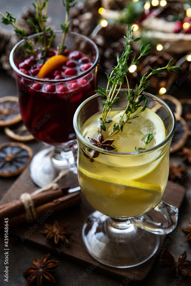 Glass with mulled wine and spices Glass with mulled wine and spices