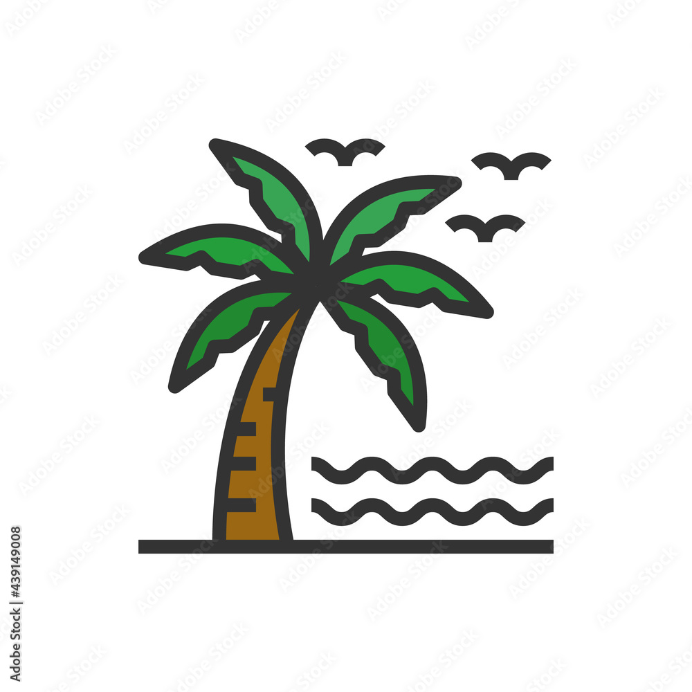 Obraz premium Coconut Tree Icon Vector Illustration ,Nature ,Wood
