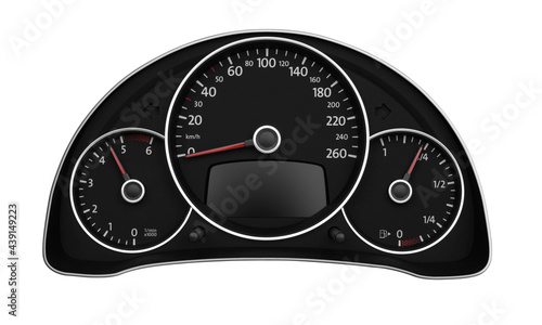 Car dashboard auto speedometer panel isolated on white background photo