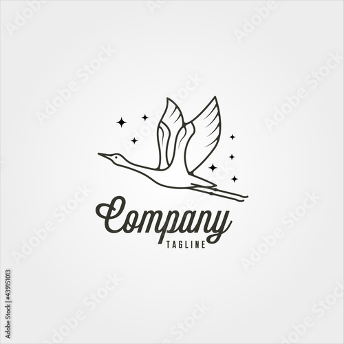 line art flying goose minimal logo vector symbol illustration design