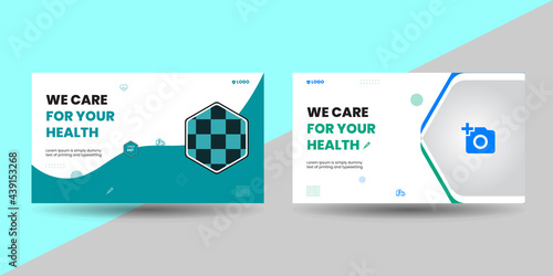 YouTube thumbnail template. Video template for medical health care, web template