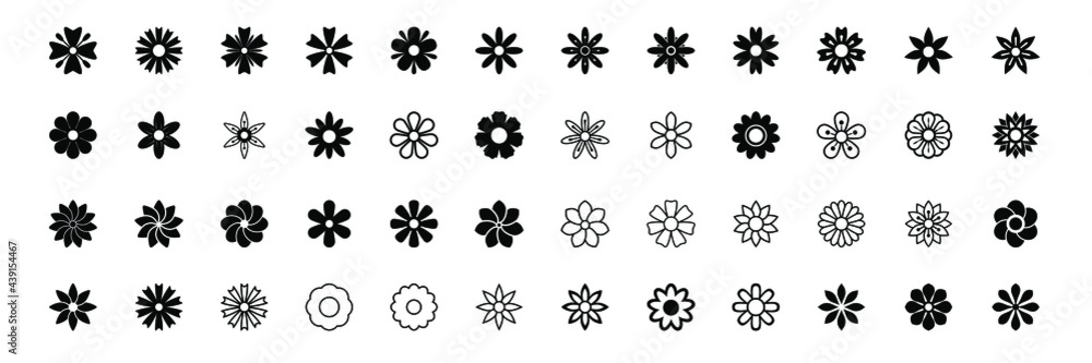 Fototapeta premium Flower icon set, vector isolated