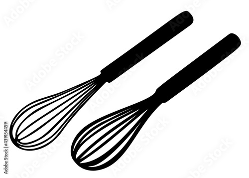 Kitchen whisks for cooking included. Vector image.