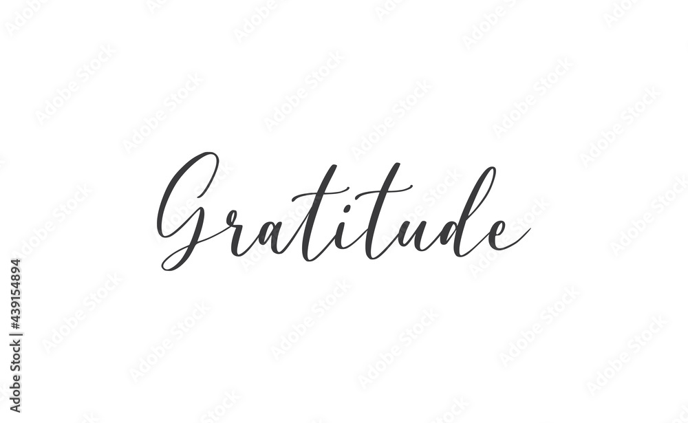 Gratitude word lettering design. Hand drawn lettering style. Thankful and motivational message.