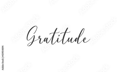 Gratitude word lettering design. Hand drawn lettering style. Thankful and motivational message.
