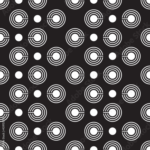 Abstract white circle patterns on dark background, Abstract vector wallpaper, Seamless pattern background.