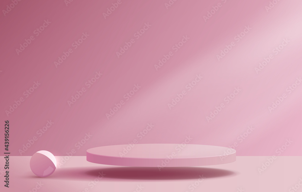Cosmetic light pink background minimal and premium podium display for product presentation branding and packaging presentation. studio stage with shadow of leaf background. 3D illustration design