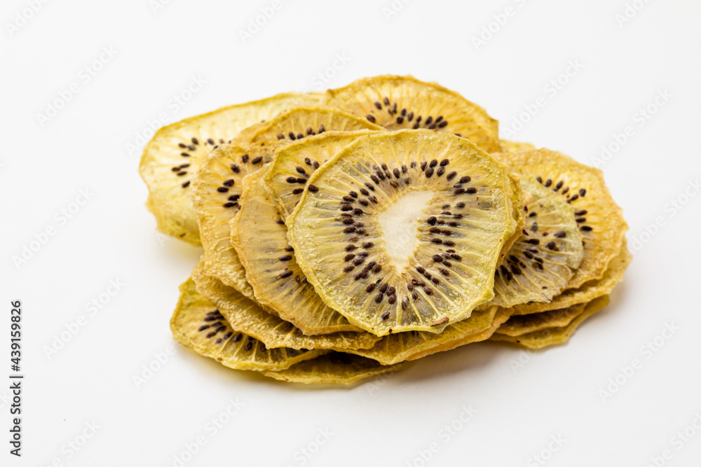 Kiwi dried fruits heap close up isolated Kiwi dried fruits heap close up isolated