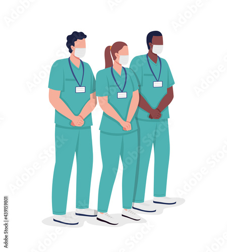 Nursing group semi flat color vector characters. Healthcare givers figures. Full body people on white. Practitioners isolated modern cartoon style illustration for graphic design and animation