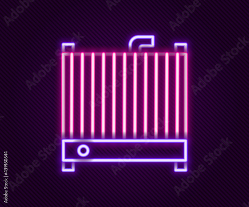 Glowing neon line Car radiator cooling system icon isolated on black background. Colorful outline concept. Vector