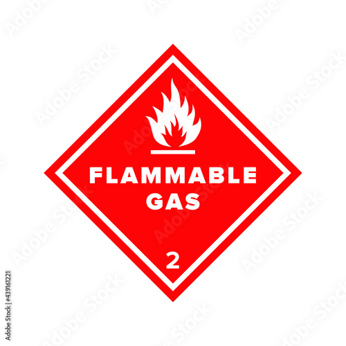 Flammable sign. Flame image. Hazard class 2 (gases). Red vector sign. The danger.