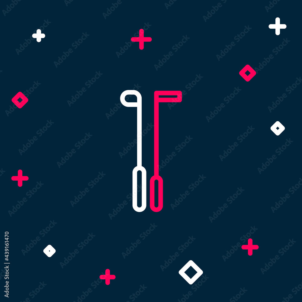 Line Golf club icon isolated on blue background. Colorful outline concept. Vector Line Golf club icon isolated on blue background. Colorful outline concept. Vector