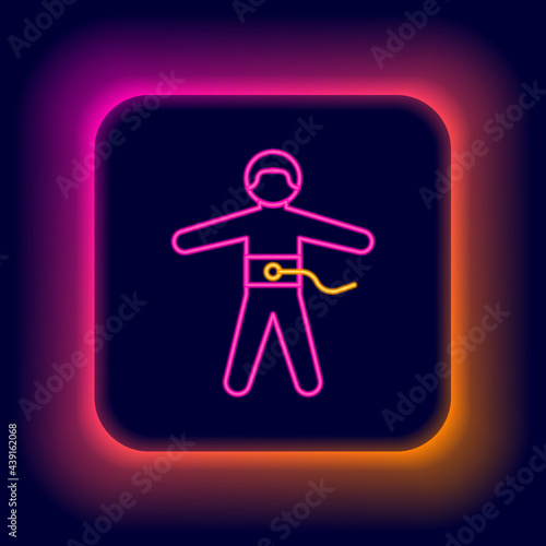 Glowing neon line Bungee jumping icon isolated on black background. Colorful outline concept. Vector