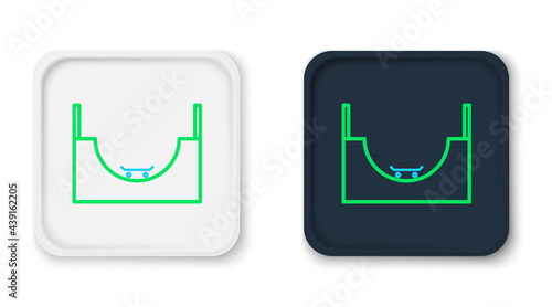 Line Skate park icon isolated on white background. Set of ramp, roller, stairs for a skatepark. Extreme sport. Colorful outline concept. Vector