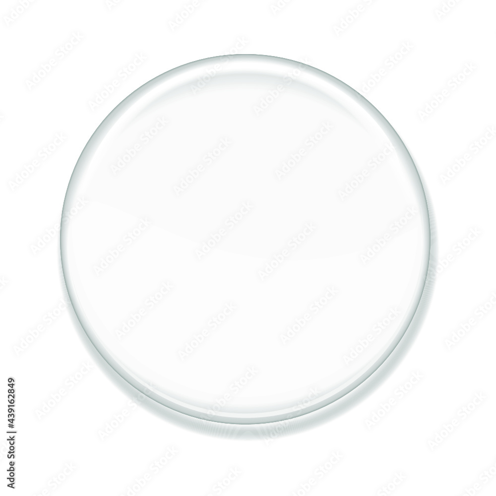 Blank glass badge isolated on a white background