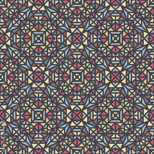 Seamless pattern with a small geometric ornament on a gray background in the vector