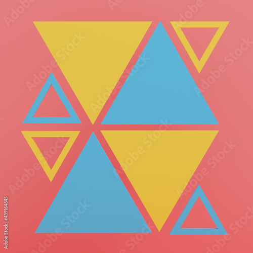 Abstract 3D illustration of colorful triangles photo