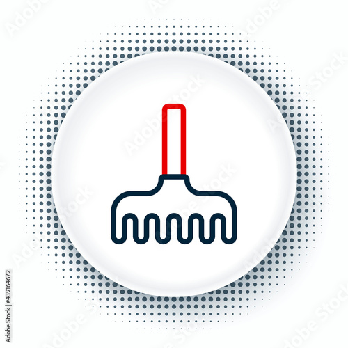Line Garden rake icon isolated on white background. Tool for horticulture, agriculture, farming. Ground cultivator. Colorful outline concept. Vector