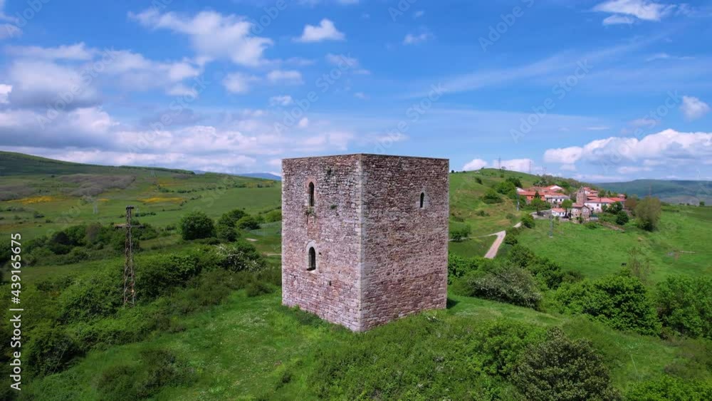 Medieval tower of San Martin de Hoyos. Municipality of Valdeolea. Cantabria, Spain, Europe Medieval tower of San Martin de Hoyos. Municipality of Valdeolea. Cantabria, Spain, Europe