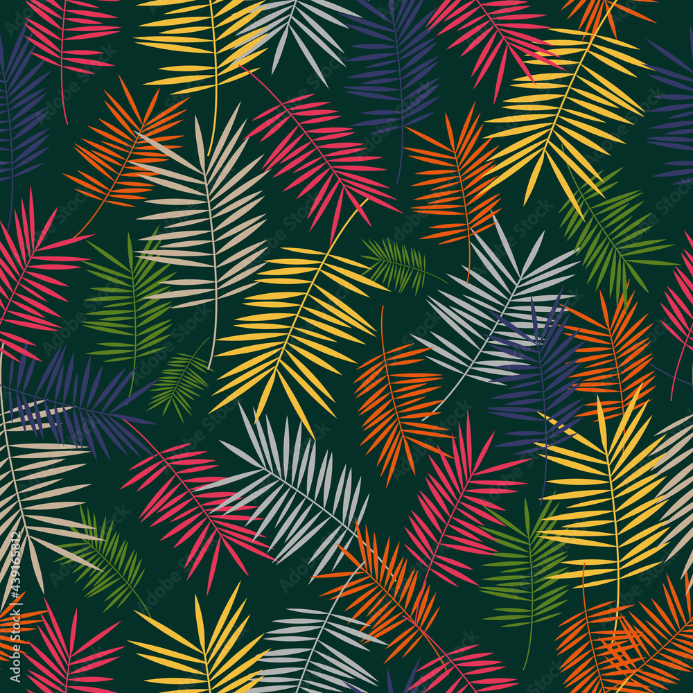 Palm leaf pattern. Endless vector texture. Print for fabric, wall paper, textile print, scrapbook paper, wrapping paper, notebook covers, cosmetics packing