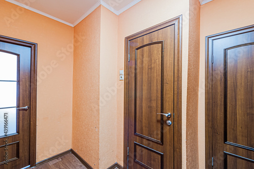 Russia, Moscow- May 29, 2020: interior room apartment modern bright cozy atmosphere. general cleaning, home decoration, room doors, renovation corridor lobby entrance hall