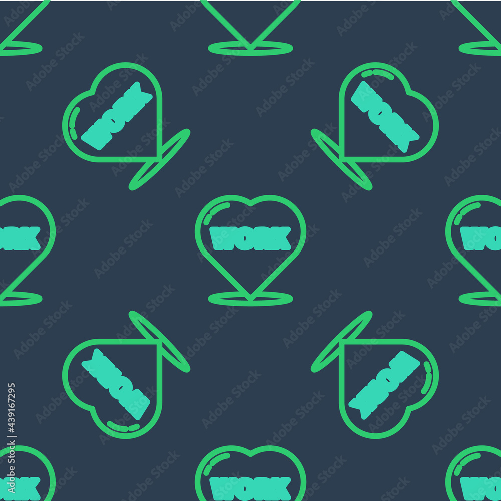 Line Heart with text work icon isolated seamless pattern on blue background. Vector Line Heart with text work icon isolated seamless pattern on blue background. Vector