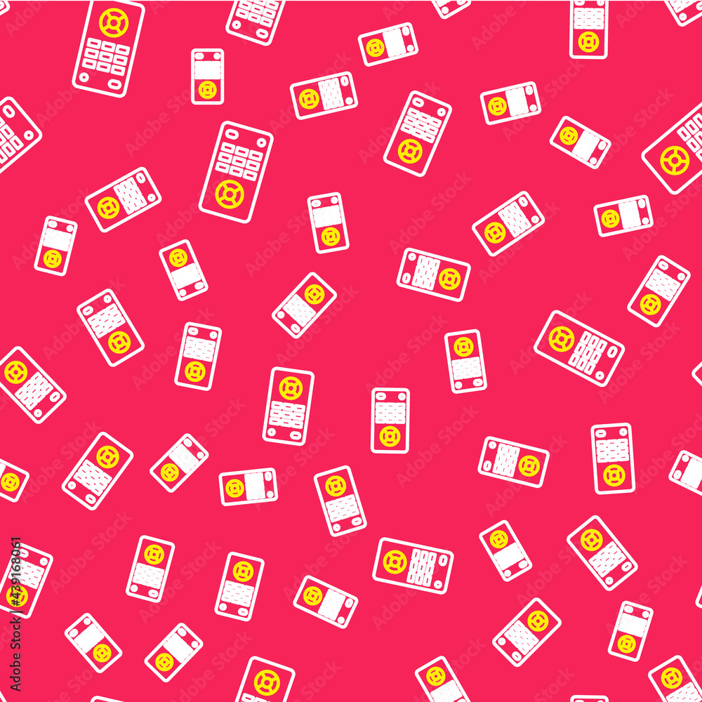 Line Remote control icon isolated seamless pattern on red background. Vector Line Remote control icon isolated seamless pattern on red background. Vector