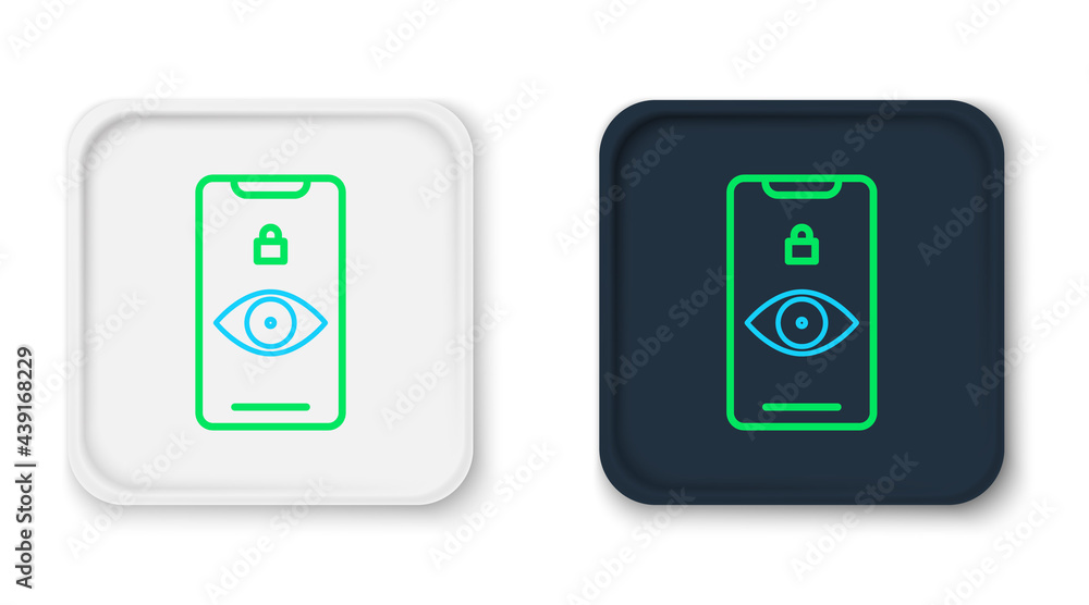 Line Eye scan icon isolated on white background. Scanning eye. Security check symbol. Cyber eye sign. Colorful outline concept. Vector Line Eye scan icon isolated on white background. Scanning eye. Security check symbol. Cyber eye sign. Colorful outline concept. Vector