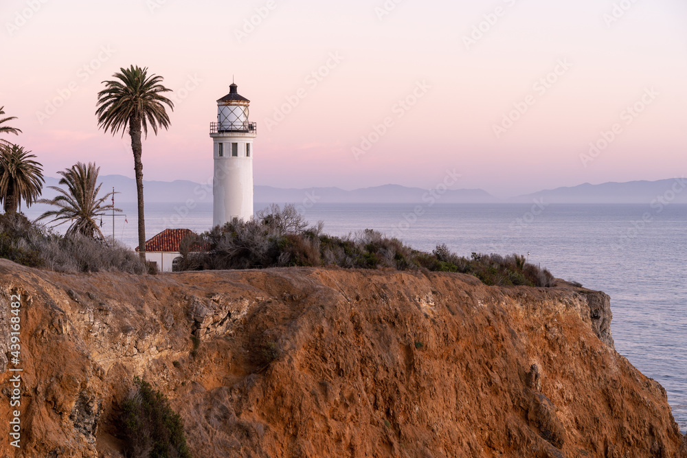 Point Vincent Lighthouse California at sunset