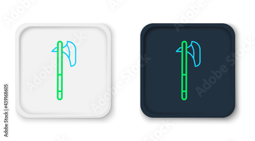 Line Medieval axe icon isolated on white background. Battle axe, executioner axe. Medieval weapon. Colorful outline concept. Vector