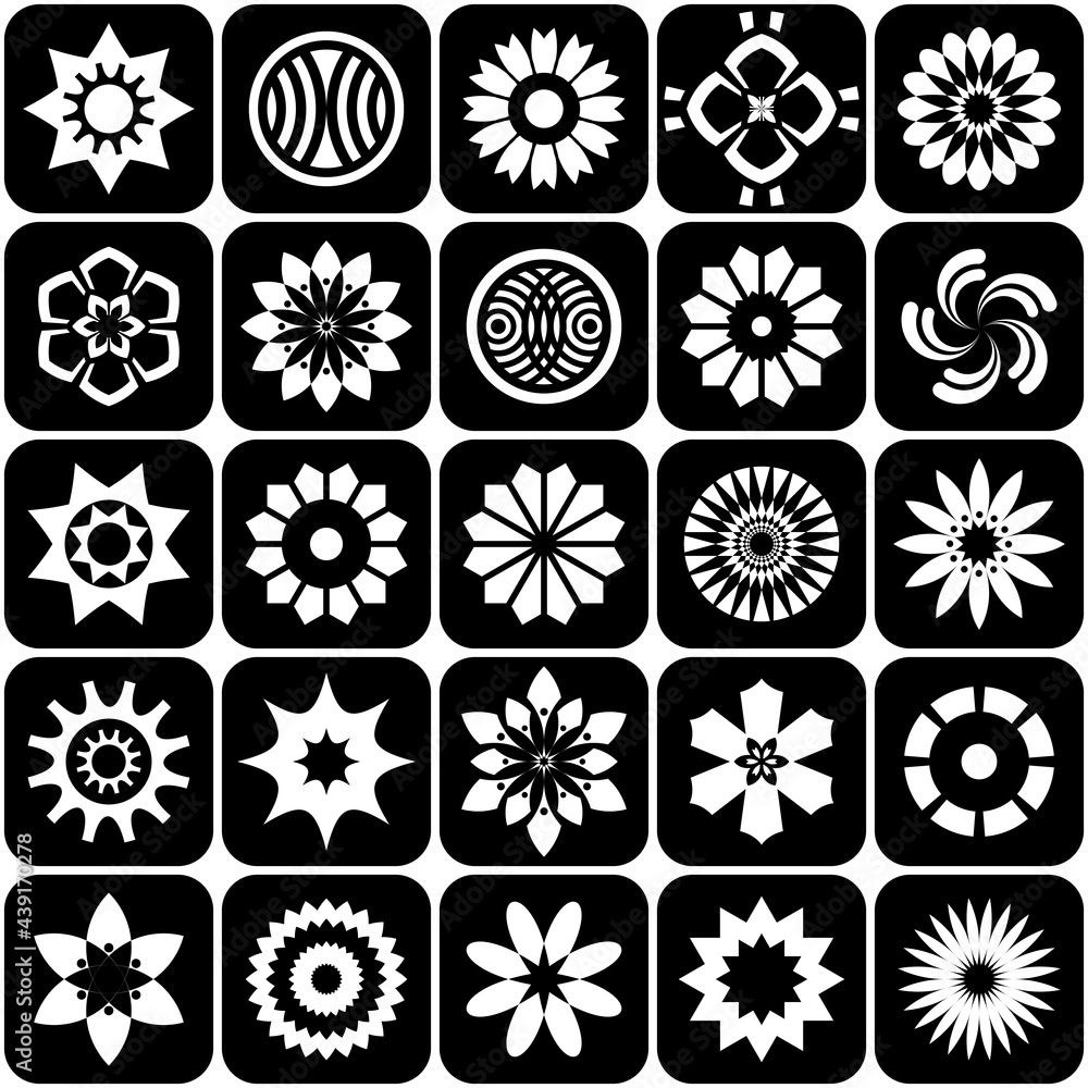 Design elements set.  Abstract black and white icons.