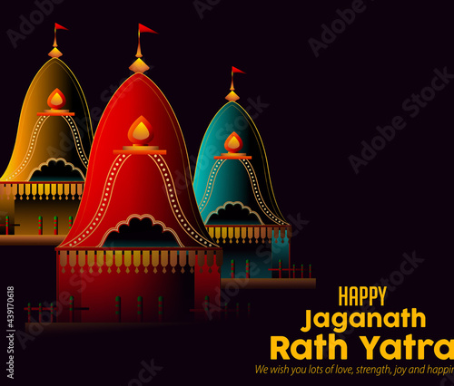 

Vector design of Ratha Yatra of Lord Jagannath, Balabhadra and Subhadra on Chariot for the ocassion of Odisa god Rathyatra Festival