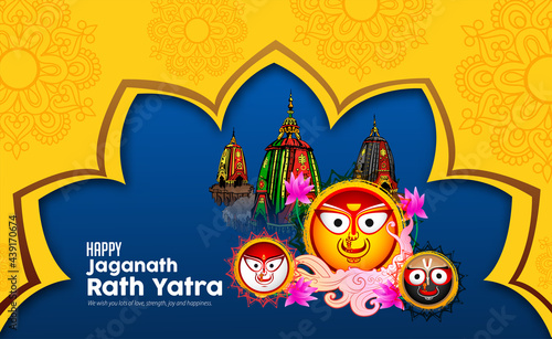 

Vector design of Ratha Yatra of Lord Jagannath, Balabhadra and Subhadra on Chariot for the ocassion of Odisa god Rathyatra Festival
