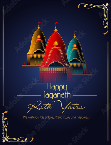 

Vector design of Ratha Yatra of Lord Jagannath, Balabhadra and Subhadra on Chariot for the ocassion of Odisa god Rathyatra Festival