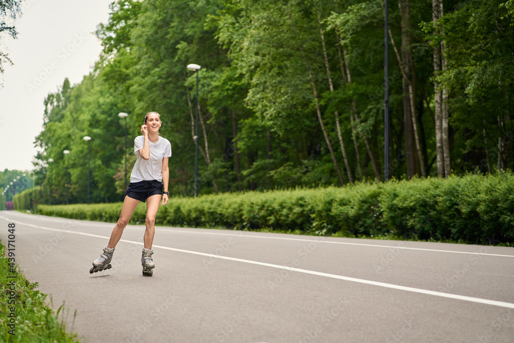 Woman skating in park