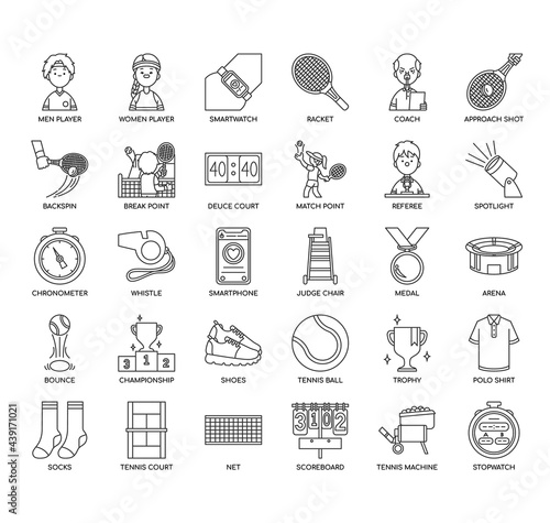 Tennis  , Thin Line and Pixel Perfect Icons