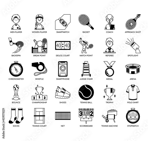 Tennis  , Thin Line and Pixel Perfect Icons