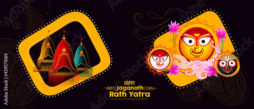 

Vector design of Ratha Yatra of Lord Jagannath, Balabhadra and Subhadra on Chariot for the ocassion of Odisa god Rathyatra Festival