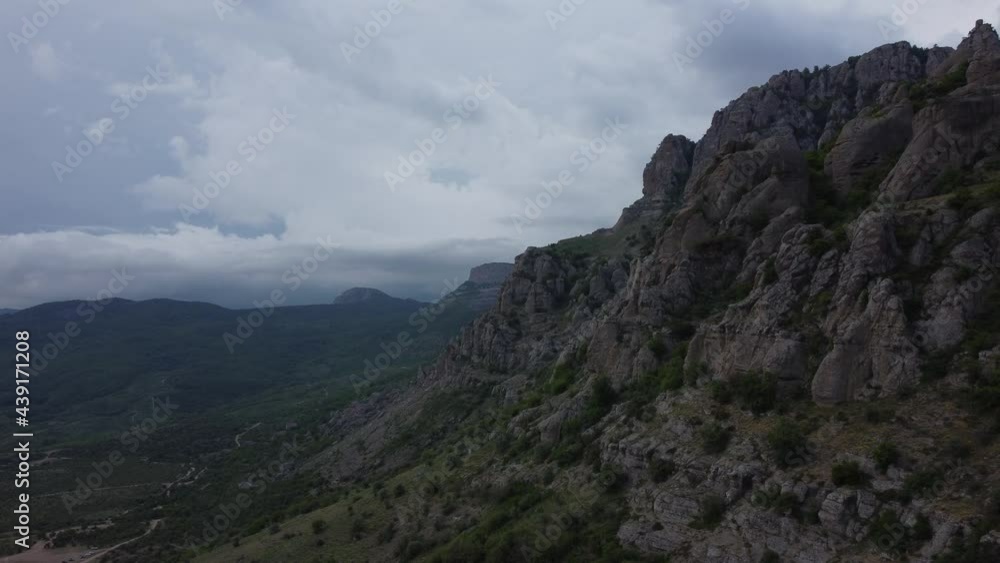 Flight over the Demerdzhi mountain range and the ghost valley. Flight over the Demerdzhi mountain range and the ghost valley.