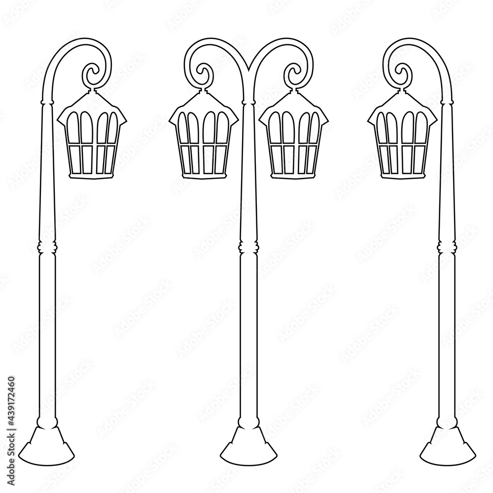 Vintage street lamp on a pole in vector.Street lamp logo side view vector illustration.